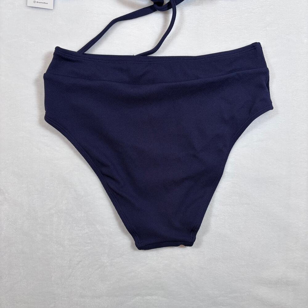 NWT Cupshe Navy Blue High Neck Bikini Set w/ Strappy Back & Keyhole Detail Sz XS - Picture 10 of 14
